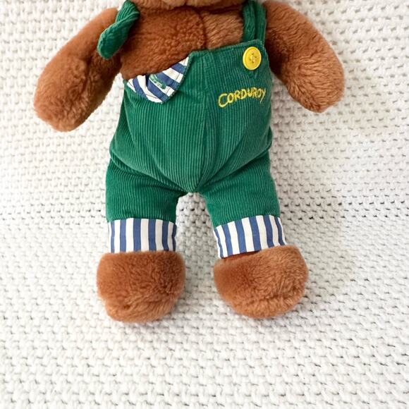 Eden Vintage Corduroy Green Overalls Teddy Bear Stuffed Animal Plush - Picture 3 of 8